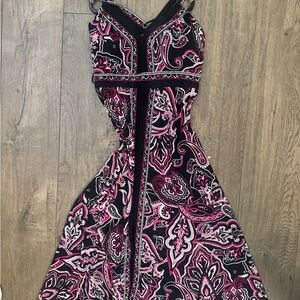 INC International Concepts Black and Pink Paisley Maxi Dress